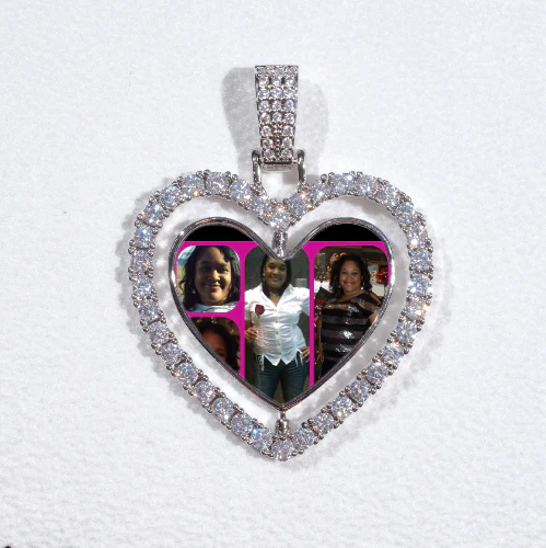 3D Spinning 2-Faced Heart Custom Picture Pendant
