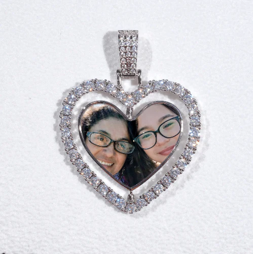 3D Spinning 2-Faced Heart Custom Picture Pendant