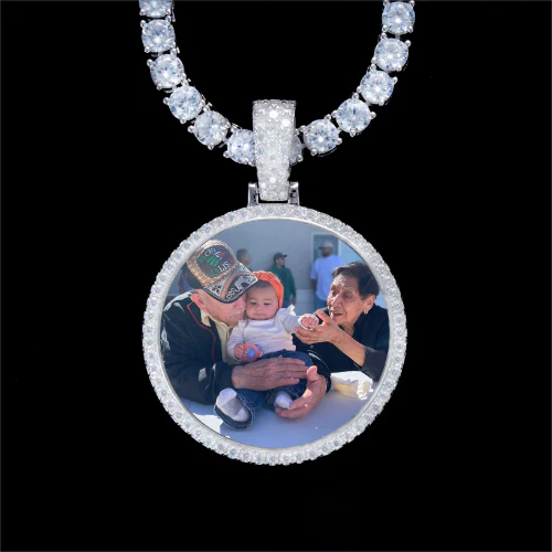 925S & VVS Moissanite 3D Circle Custom Picture Pendant