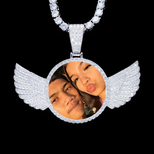 925S & VVS Moissanite 3D Wing Custom Picture Pendant