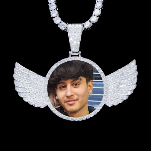 925S & VVS Moissanite 3D Wing Custom Picture Pendant