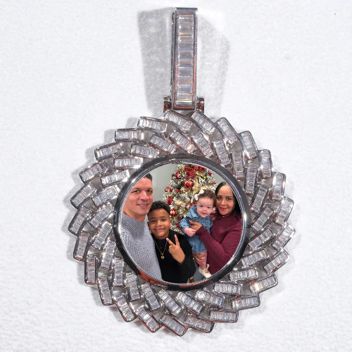 Large 3D Baguette Custom Picture Pendant